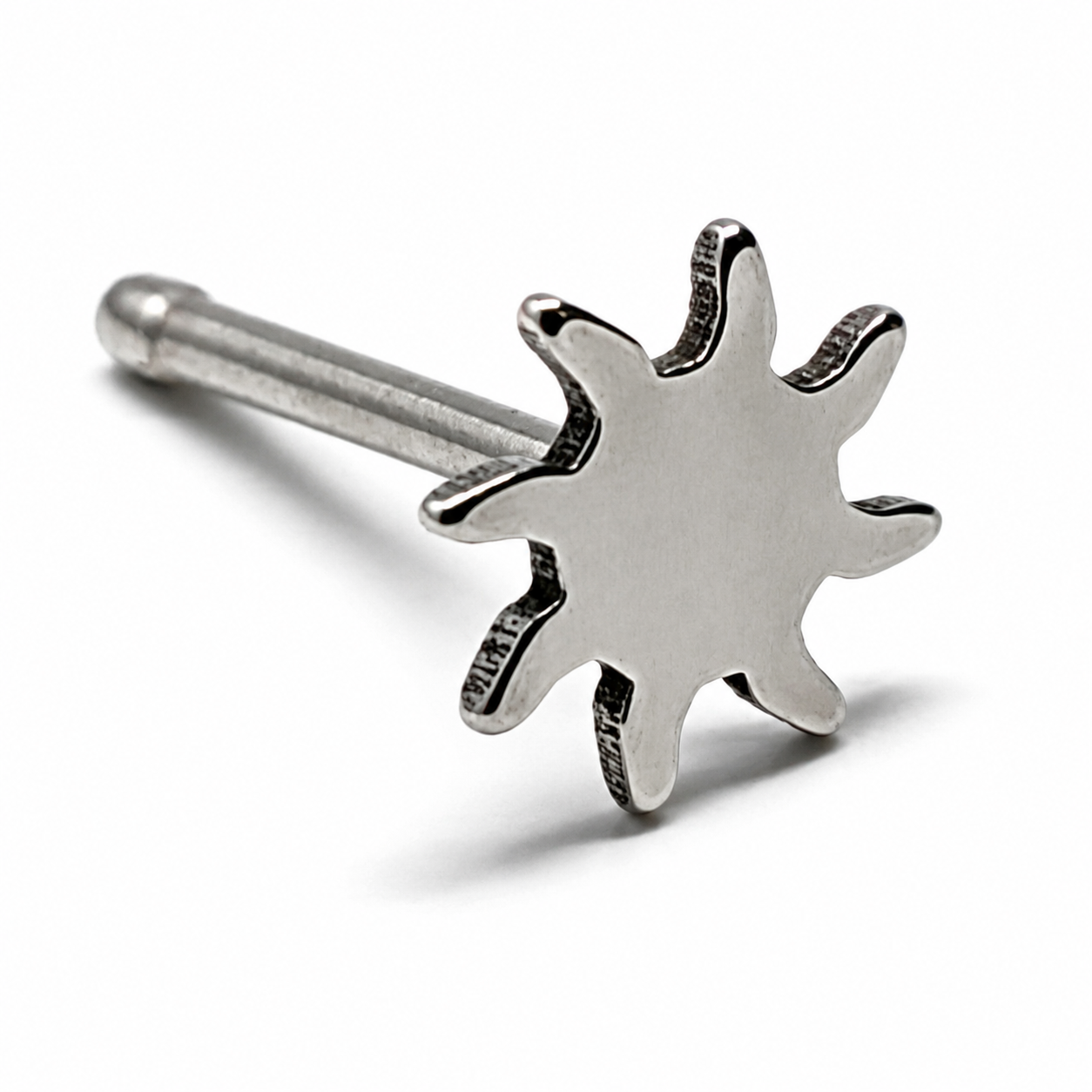 Sun Nose Stud Titanium 20G Celestial Piercing 5mm Spiral Sunburst