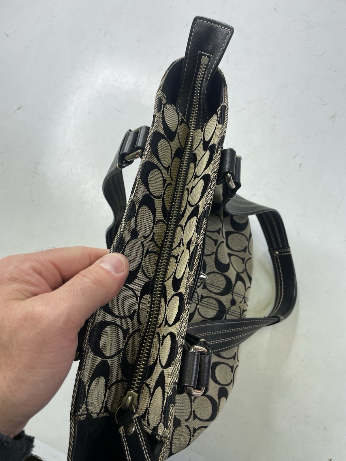 Coach Hampton Signature Tote Black Grey Logo Handbag … - Gem
