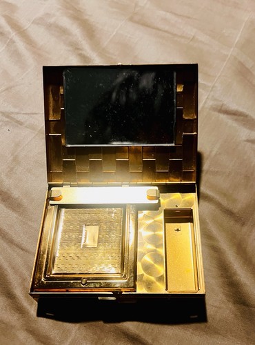 Borsa compatta da sera doppia intreccio cesto oro vintage anni 40-50 cattura tutto - Foto 10 di 12