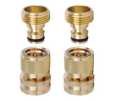 Brass Hose Quick Connect, 3/4 Inch GHT Thread Garden Hose Quick Connector No-...