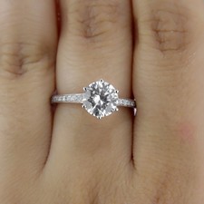 Jewelry 950 Platinum Round Cut Diamond Engagement Ring 1.25 CT D/SI1-SI2