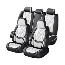 Car Seat Covers Full Set, Universal Fit Faux Leather Cushion Protec... Fast Ship