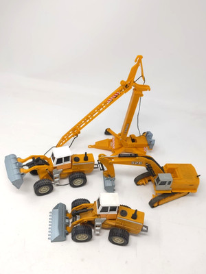 Plastic Construction Toys Two Front Loaders Excavator Crane Lot Of Four