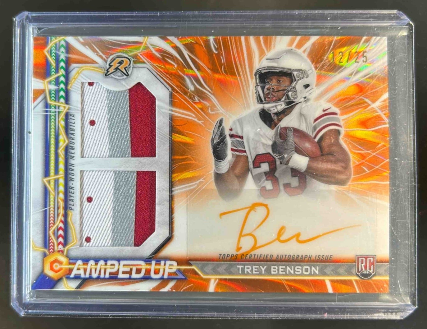 Trey Benson Topps Resurgence Amped Up Rookie Patch Autographs #AUTB Red Power Surge