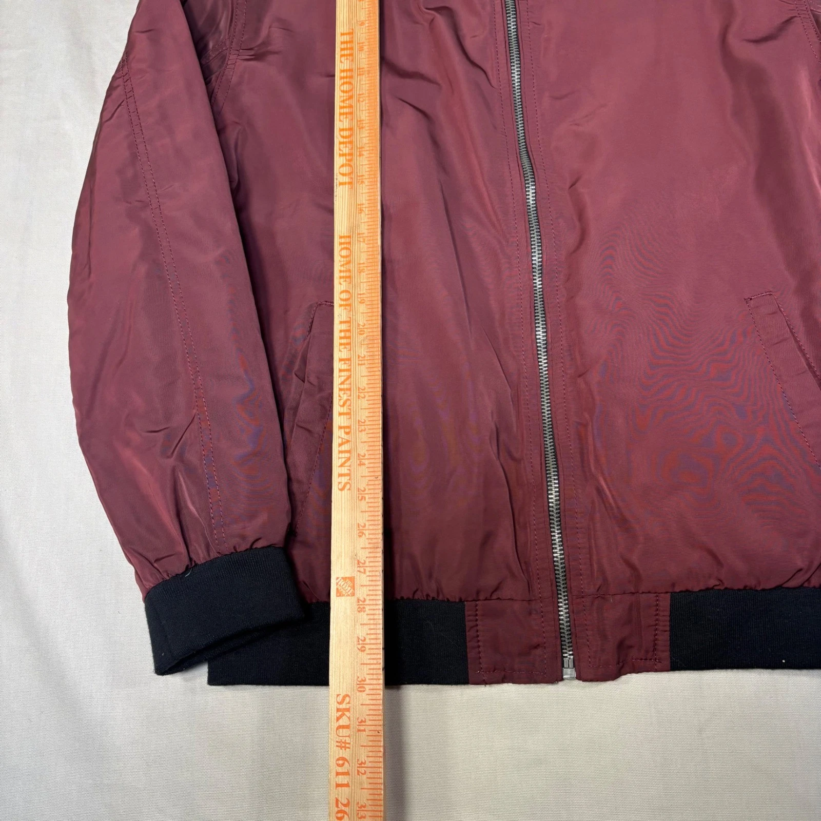 Civil Society Reversible Bomber Jacket Burgundy Grey Mens Size XL Polyester image 9
