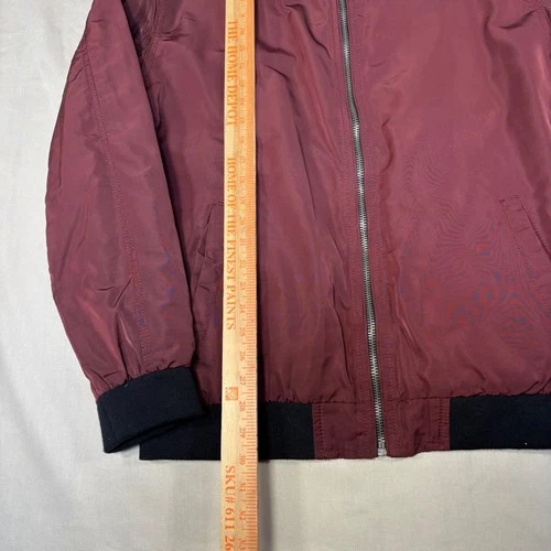 Civil Society Reversible Bomber Jacket Burgundy Grey Mens Size XL Polyester image 9