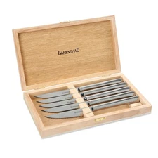 6 Set Steak Knives German Stainless Steel 4.8 Inch Serrated, Gift Box Sharp