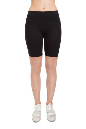 Womens Cotton Rich 1/2 Leggings High Waisted Solid Cycling Pants Sports Gym LKW - Picture 2 of 27