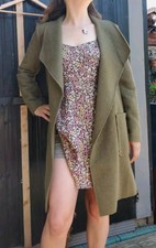 Louche Nara Coat Jacket Green Wool Size 12uk