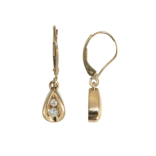10K Yellow Gold Diamond Dangle Earrings 0.20ct - 第 1/4 張圖片