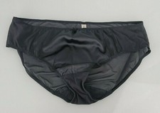 Cacique Second Skin Liquid Satin Shiny Sheer Mesh Netting Black Panties 18/20