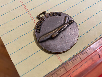 VINTAGE PENDANT MEDAL EMBLEM WATCH FOB - AIRBUS A 300B SAGEM AVIATION LOOK!