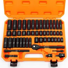 3/8 In. 50 Piece 6 Point Impact Socket Ratchet Drive and Metric Set Hand tool