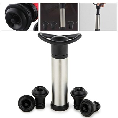 Wine Saver Vacuum Pump Sealer Preserver Set With 4-Valves Air Bottle Stoppers