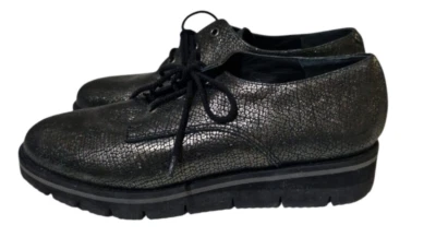 Pedro Miralles Damen Halbschuhe Freizeitschuhe schimerndes schwarz Gr. 38 - Bild 1 von 4
