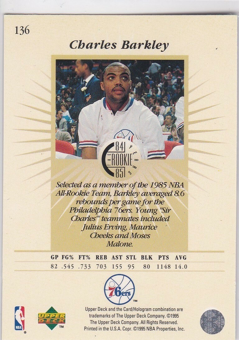 CHARLES BARKLEY Basketball 84/85 ROOKIE Years Card Upper Deck