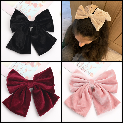 Velvet Barrette Bow Hair Clip Grip eBay