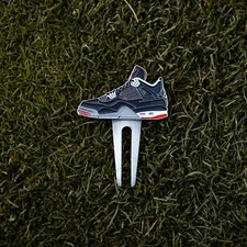 Jordan 4 Sneaker Black 2-Sided Golf Divot Tool