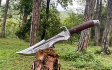 18 INCH CUSTOM HANDMADE D2 STEEL HIGH POLISH HUNTING BOWIE KNIFE WOOD W/SHEATH B