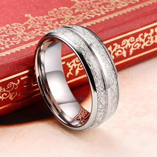 eBay Ehering Herren Frauen. 8 mm Silber Wolfram Hochzeitsband Doppelmeteorit - Bild 7 von 9