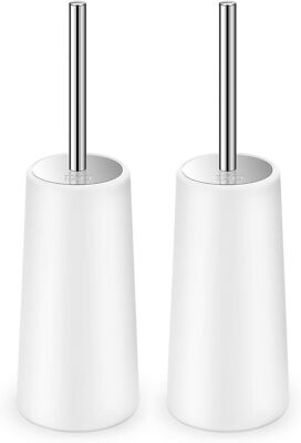 Toilet Brush and Holder, 2 Pack Toilet Brush with 304 Stainless Steel Long Handl