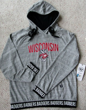 WISCONSIN BADGERS grey long sleeve Hoodie women M '47 Brand NWT NICE