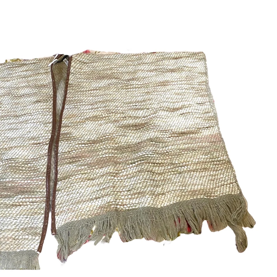 BCBG Max Azria женщин пончо плащ OS кремовый букл трикотаж ткани золотой нити - Изображение 4 из 4