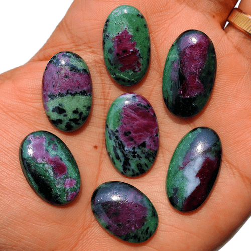 7 Pcs Natural Ruby Zoisite Hi-Quality 23.4mm-28.6mm Oval Cabochon Gemstones Lot - Picture 3 of 11