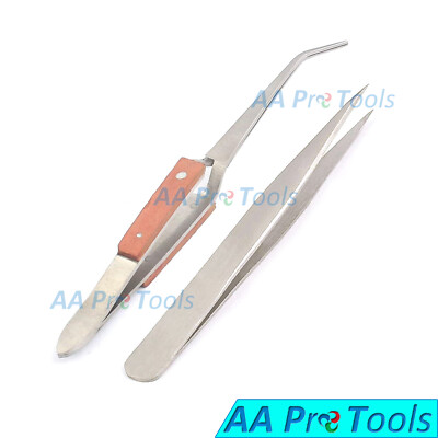 Clamping Tweezers Cross-Lock Self-Closing Tweezers Set - 6.5 Inch, Bent