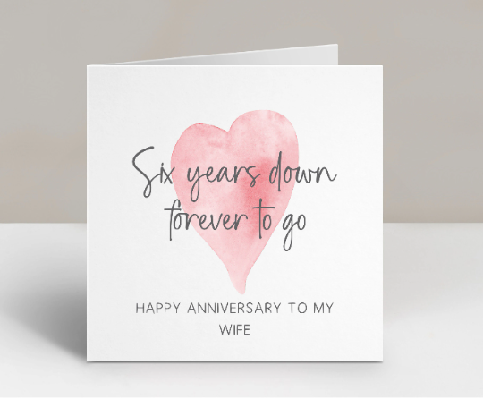 Personalised 6th Anniversary Card year anniversary Husband Wife - Main Image