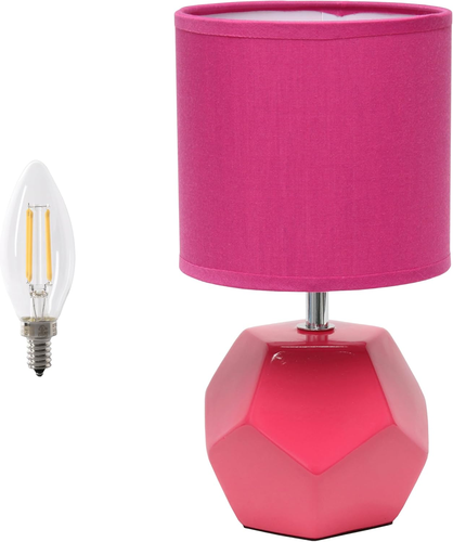 LT2065-PNK-LB 10.24" round Geometric Prism Mini Table Lamp with Matching Fabric - Picture 8 of 12