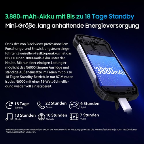 Blackview N6000 Android 13 4G Outdoor Smartphone 16GB + 256GB 4.3''QHD + 48MP NFC - Zdjęcie 5 z 18
