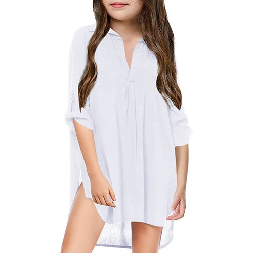 Little Girls Swimsuit Beach Cover Up Chiffon Shirt Bikini Beachwear Bath Dress - Picture 25 of 27