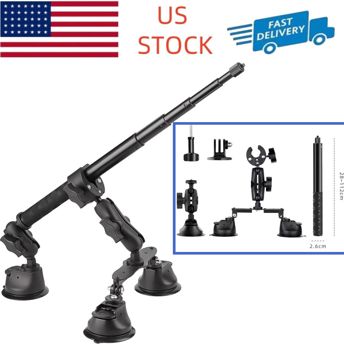 Soporte de ventosa de techo de automóvil para DJI Insta360 ONE RS X4 X3 X2 | EE. UU.