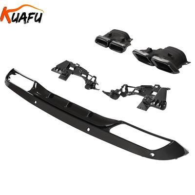 Rear Diffuser Lip+Exhaust Tips C63 Style For Mercedes Benz W205 C300 Sedan 15-18