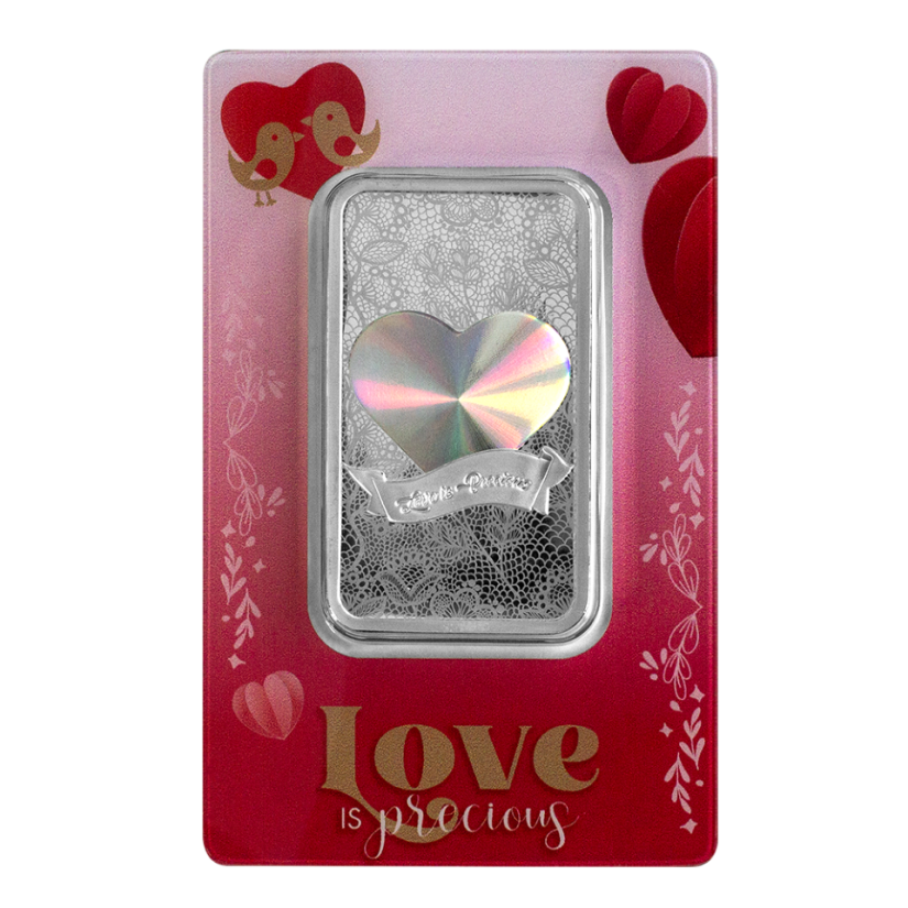 2024 Pamp Love is Precious Heart Holographic 50 Gram Silver Bar