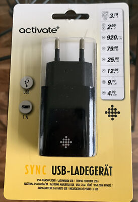 Activate USB Schnellladefunktion  Adapter für die Steckdose,Schwarz,ca8,5x2x4cm.