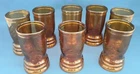 Vintage Anchor Hocking Tercentenary Amber Juice Glasses 4oz. 1964 Set Of 8