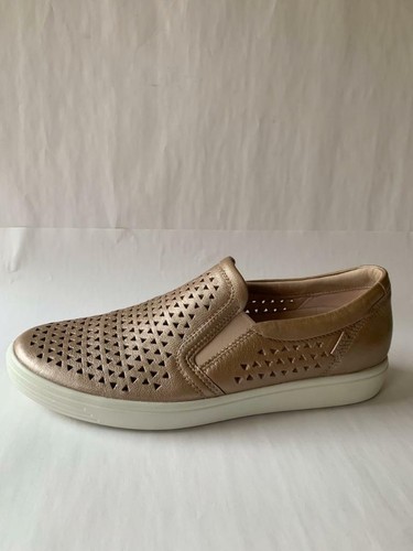ECCO Metallic Champagne Laser Cut Leather Fashion Walking Sneaks NWB Sz EU 42 M - Picture 8 of 10