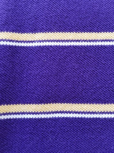 Ashworth Whittier College Logo Mens Polo Shirt Cotton Purple Gold Striped Small - Picture 7 of 10