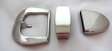 Brushed Nickel Paul's Buckle Loop Tip Set Keeper Belt New Sizes Western 3 Piece