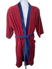 Mens Robe Vtg Diplomat Velour Red Blue One Size Pockets