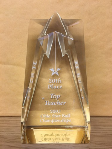 2003 Ohio Star Ball Championships - Top Teacher - 20th Place Award (Plastic)