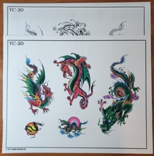 Vintage Spaulding Rogers Pinky Yun Traditional Japanese Tattoo Flash Sheet Y20