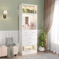 25''Closet System with Drawers and Mirror, Sturdy Walk in Closet Organizer Tower
