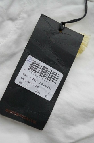 MAISON SCOTCH&SODA sz 25 SHORTS SHORT SUMMER SOLID WHITE FLAT FRONT STRETCH NEW - Picture 5 of 9