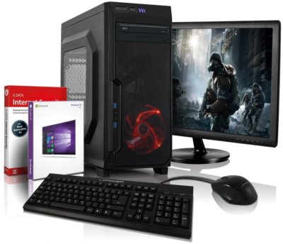 i5 Gaming Komplett PC+ 22'' TFT HD 4600 8GB 500GB Computer Windows 10 Rechner