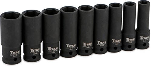 Titan 42400 1/2-Inch Drive 6 Point MM Impact Socket Set 9 Piece