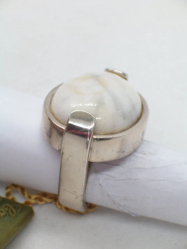 ANELLO in ARGENTO 925 con Howlite Naturale - Pietra Dura - - Immagine 2 di 4