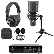 Rockville R-TRACK 2x2 1-Person Podcast Kit w/RCM PRO Microphone Stand Headphones
